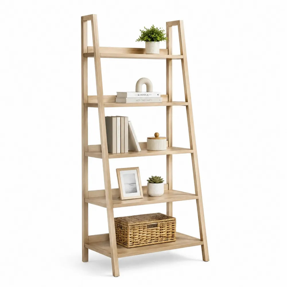 Bücherregal Leiterregal Standregal Massivholz Kiefer Natur 180 x 60 x 35 cm
