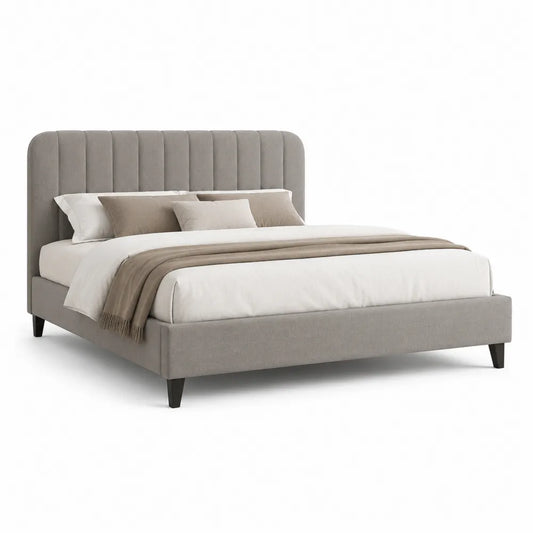 Polsterbett Doppelbett Bettgestell Stoffbezug Grau 180 x 200 cm