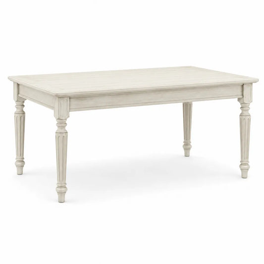 Esstisch rechteckig MDF Tischplatte Vierbeine Cremeweiß 180 x 90 x 75 cm