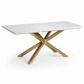 Esstisch Rechteckig Keramik Tischplatte Metallgestell Gold Weiß Marmoroptik 200 x 100 x 75 cm
