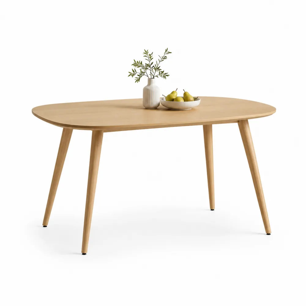 Esstisch Oval MDF Eiche Optik Natur 180 x 90 x 75 cm
