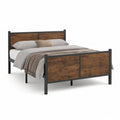 Doppelbett Bettgestell 180x200 cm Stahl MDF Holzdekor Rechteckig Schwarz Braun