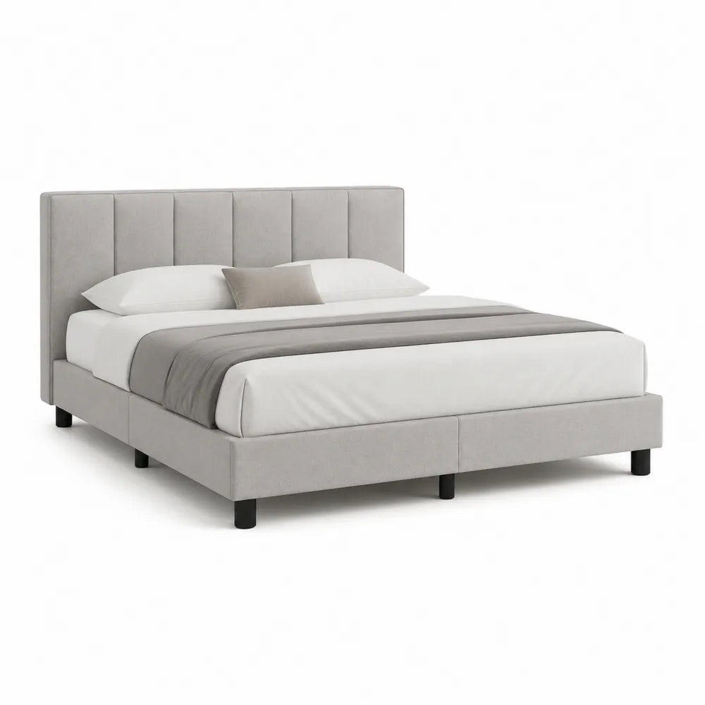 Polsterbett Doppelbett Stoffbett Polyesterbezug Rechteckig Hellgrau 180 x 200 cm