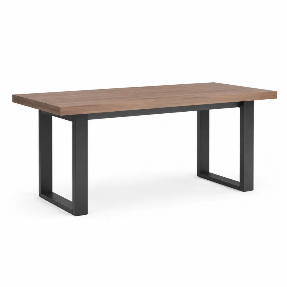 Esstisch Rechteckig MDF Tischplatte Stahlgestell Braun Schwarz 200 x 100 x 75 cm